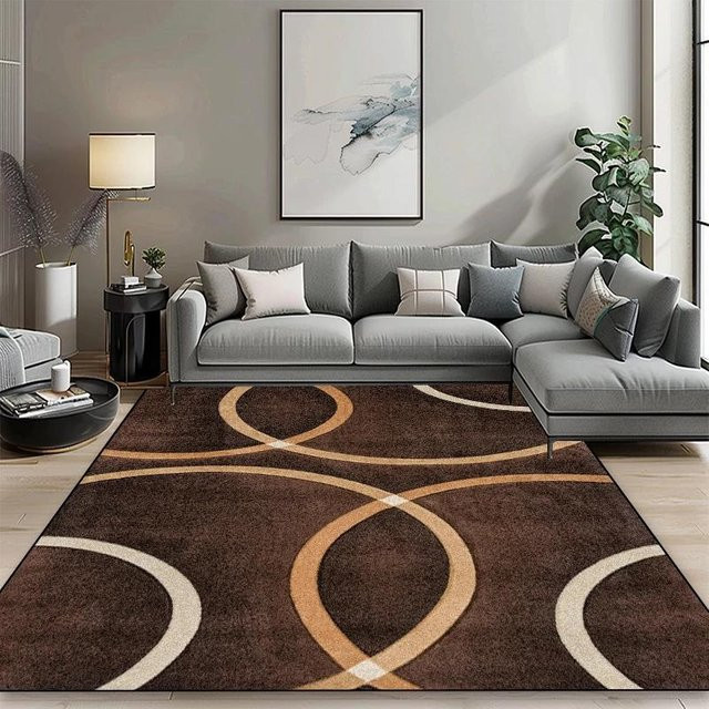 Karpetti Geometrischer Teppich Modern Braun, Waschbar und Rutschfest, B/T: 300 x 200 cm - Bild 1