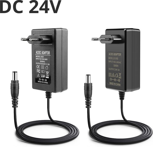 Gyarfas DC24V Netzteil LED Transformator Adapter Schwarz mit Barrel-Plug 2A - Bild 1