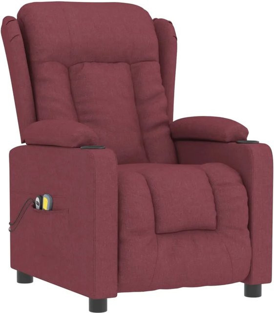 vidaXL Massagesessel Elektrisch Modell 21 in Weinrot mit Stoffbezug, B/T/H: 76,7 x 99,5 x 136,5 cm - Bild 1