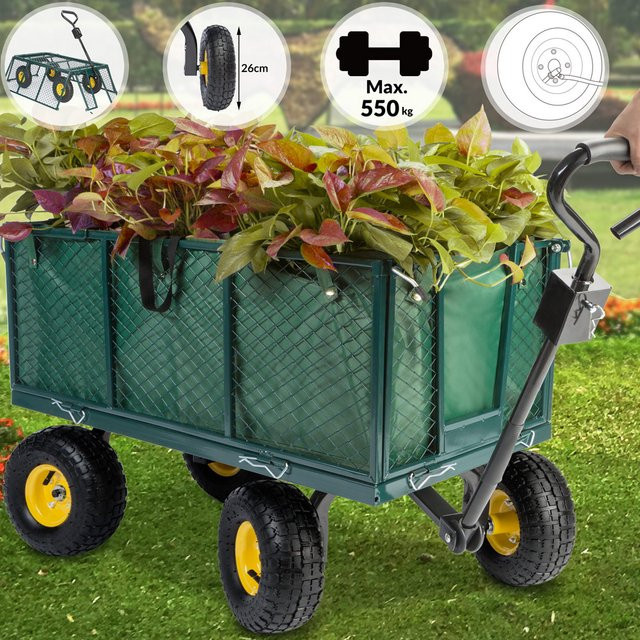Gartenkarren Bollerwagen in Grün, B/T/H: 114 x 52 x 105 cm - Bild 1