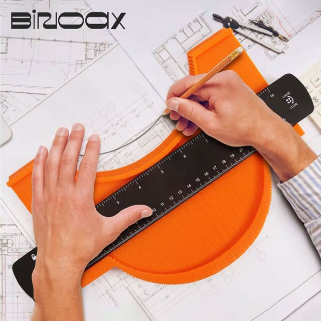 Binoax Konturenlehre-Duplikator mit Schloss in Orange, 6/10 Zoll Profilform als Kopierwerkzeug-Vorlage für gebogene Formen - Bild 1