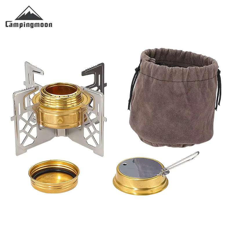 CAMPINGMOON AS-1 Solo Alkoholofen aus Messing in Gold, tragbarer Flüssigalkoholbrenner für Picknick und Outdoor - Bild 3