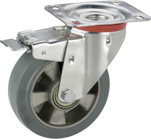 Dörner + Helmer Lenkrolle 712160 aus Stahl und Aluminium, grau, Rad-Durchmesser: 160 mm, Tragfähigkeit: 300 kg - Bild 1