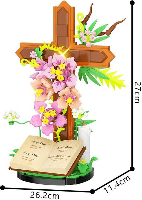 Yiran toy Jesus Kreuz Tulpe Bibel Blume Bausteine Spielzeug ab 14 Jahren - Bild 1