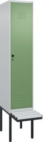 C+P Spind Classic PLUS Garderobenspind mit Sitzbank, 1 Abteil, Lichtgrau, B/T/H: 212 x 40 x 81,5 cm - Bild 1