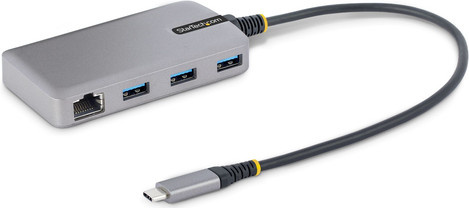 StarTech.com USB-C Hub mit Gigabit Ethernet und 3x USB-A 3.0 Ports, Grau - Bild 1