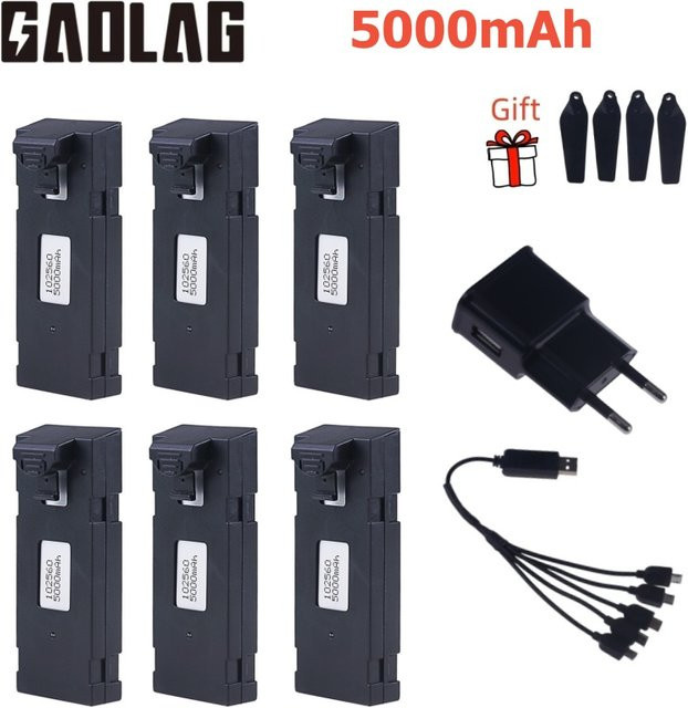Original Wiederaufladbare Li-Ion Batterie 3,7 V 5000 mAh in Schwarz für RC Drone E88 E88PRO E525 E99 P1 K3 P10 A13 Quadcopter Teile - Bild 1