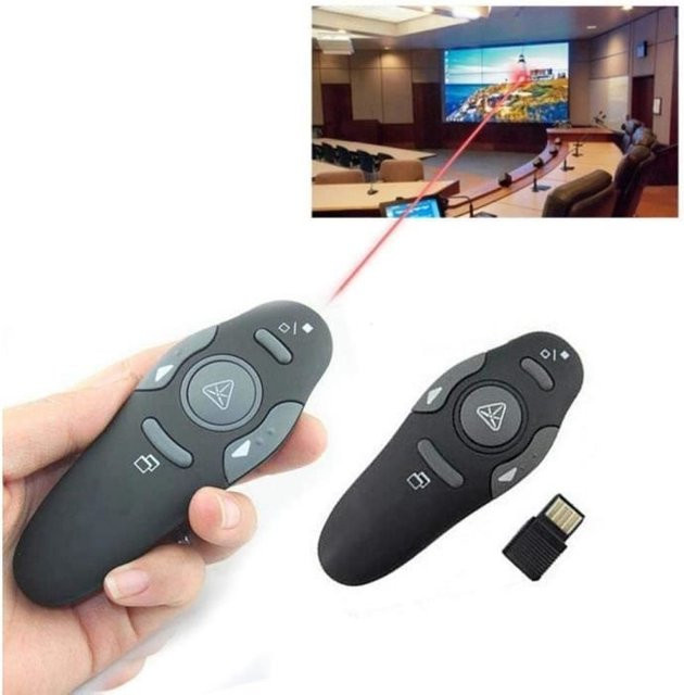 Techtrusty PowerPoint-Fernbedienung mit Laserpointer in Schwarz, 2,4 GHz Wireless via USB-A, kompatibel mit Windows und Mac - Bild 1