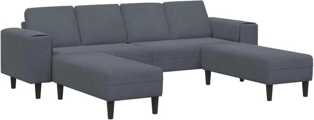 vidaXL Wohnzimmer Couch Set L-Form Dunkelgrau mit Polsterung und Kissen - Bild 1