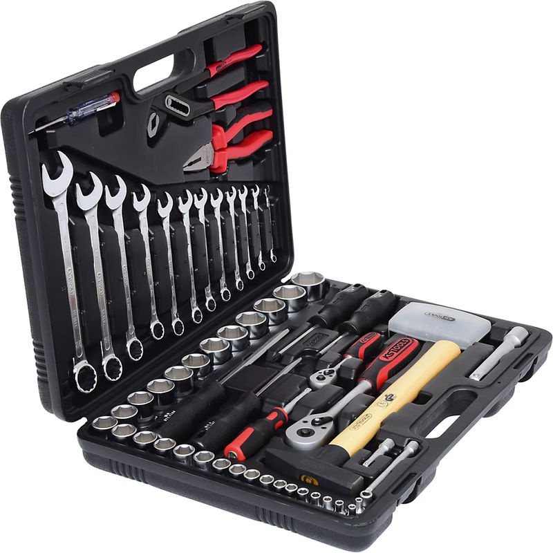 KS Tools Werkzeug-Satz 88-teilig aus Chrom-Vanadium mit 1/4" und 1/2" Antrieb, inklusive Steckschlüsseln, Bits, Schraubendrehern und Zangen, mehrfarbig - Bild 2