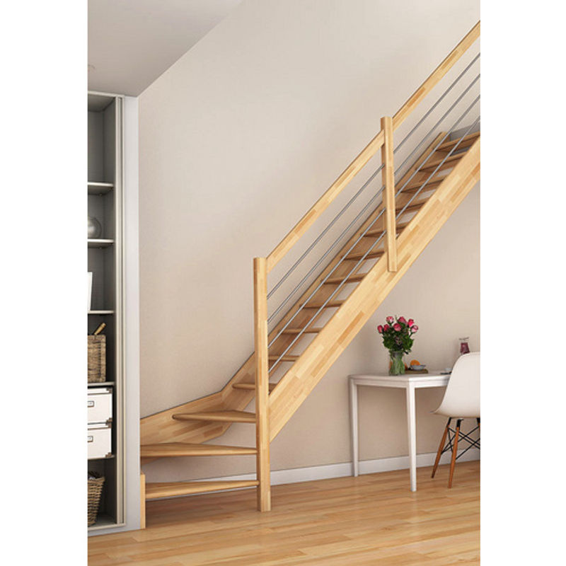 Dolle Raumspartreppe Paris 1/4-gew. Rechts in Buche Braun mit Edelstahlgeländer für eine Raumhöhe bis 318 cm - Bild 2