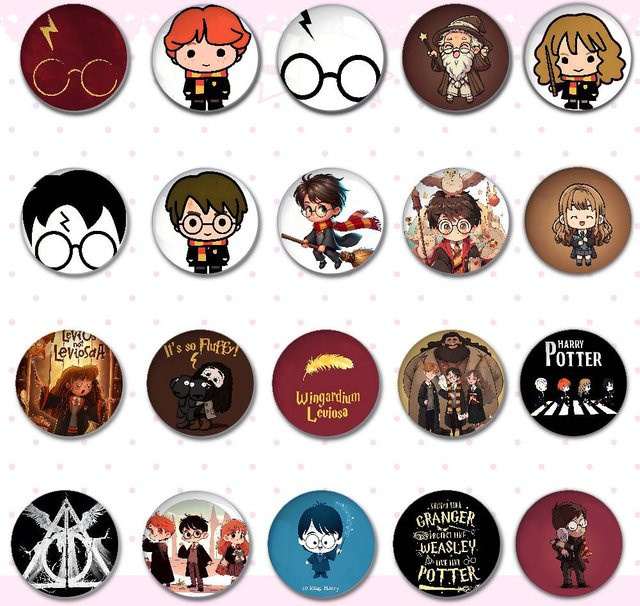 Harry Potter Abzeichen, Cartoon Runde Brosche, Acryl, Pins - Bild 1