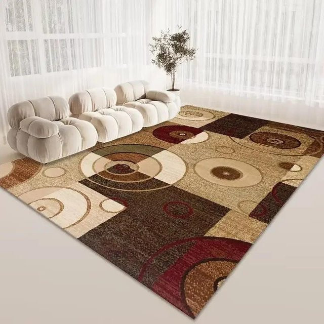 Karpetti Nordischer Geometrischer Teppich in Beige, Weicher Rechteckiger Flanell-Teppich für Wohnzimmer und Schlafzimmer, B/T: 90 x 60 cm - Bild 1
