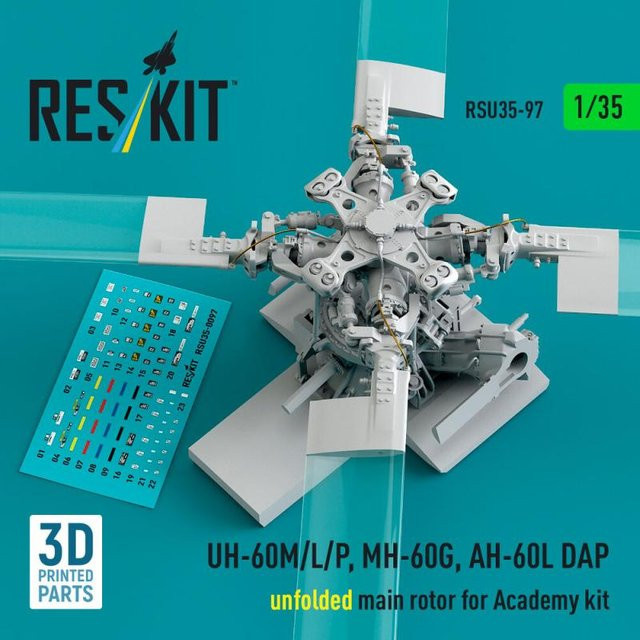 Academy UH-60M/L/P, MH-60G, AH-60L DAP - Unfolded main rotor, 3D Printed - Bild 1