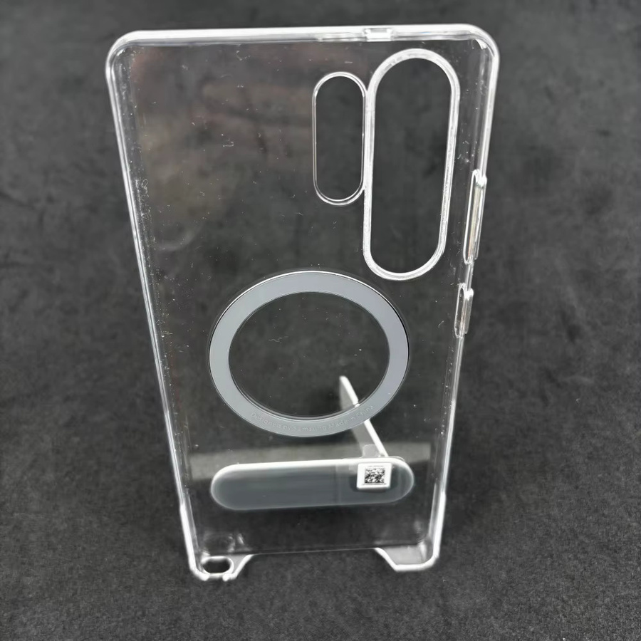 Samsung Galaxy S26 S25 Ultra Magnetische Klare Schutzhülle mit 360 Grad Drehbarer Metallhalterung in Transparent - Bild 2