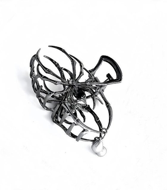 Haarklammer Spinnennetz-Design, Metall, schwarz, Damen, Mädchen - Bild 1