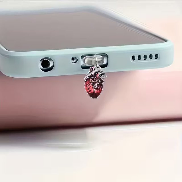 Kreativer Handy-Anhänger mit Herz-Design aus Zinklegierung in Rot als Staubstecker für dein Mobiltelefon - Bild 1