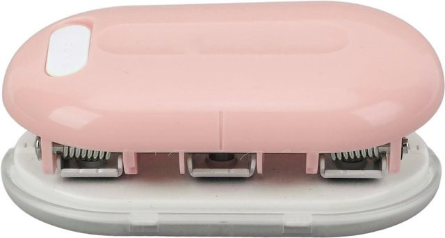 OutsideWorld 3-Loch-Lochmaschine für Loseblätter, manuelle Mini-Stanzmaschine in Rosa - Bild 1