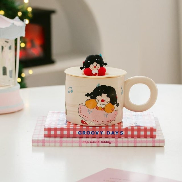 Keramiktasse mit Herz-Design von Yiran Furniture, weißer Trinkbecher für Erwachsene, 400 ml - Bild 1