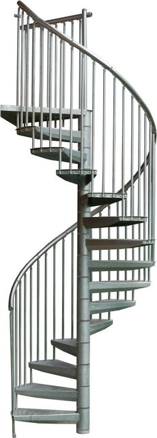 Minka Spindeltreppe Rondo aus Stahl in Silber mit 12 Profilstufen für eine Geschosshöhe bis 300 cm - Bild 1