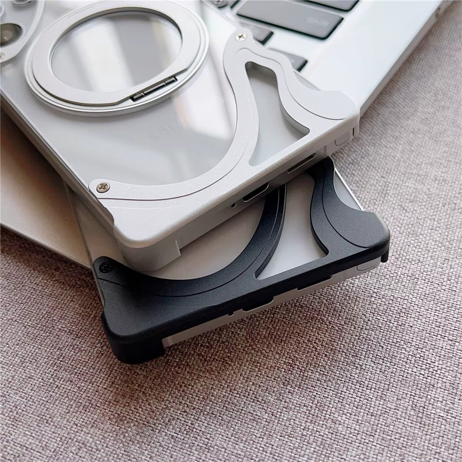Magnetische Metall-Handyhülle für Samsung Galaxy S25 S24 S23 Ultra mit 360-Grad-Halterung, stoßfeste transparente PC-Hülle, Schwarz - Bild 3