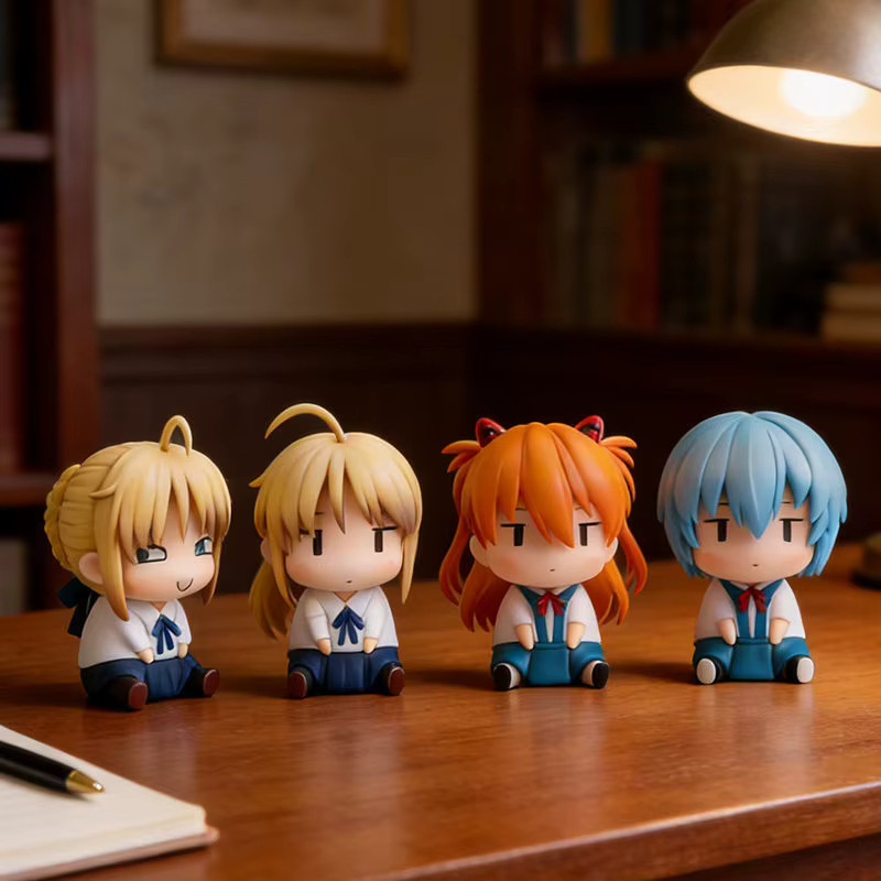 BLOKEES Chibi sitzende Anime-Figuren Rei Asuka Mari, Puppe, Kunststoff - Bild 2