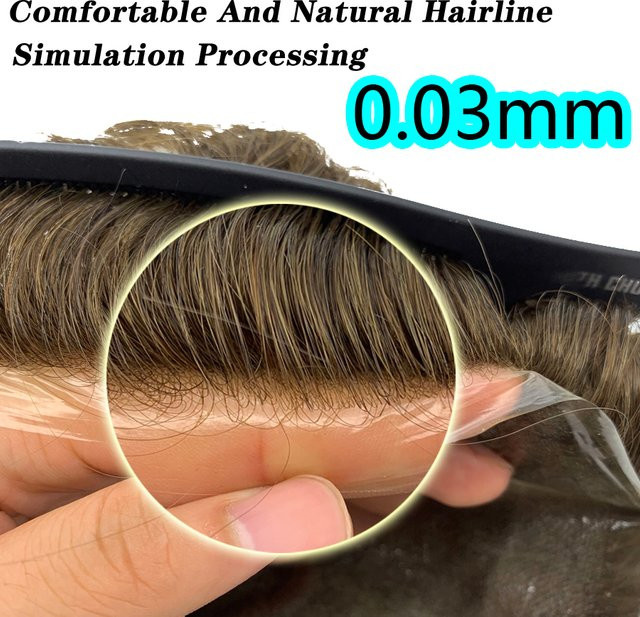 HRF Toupee Echthaar-Haartoupet mit V-Loop für Herren, 0,03mm - Bild 1