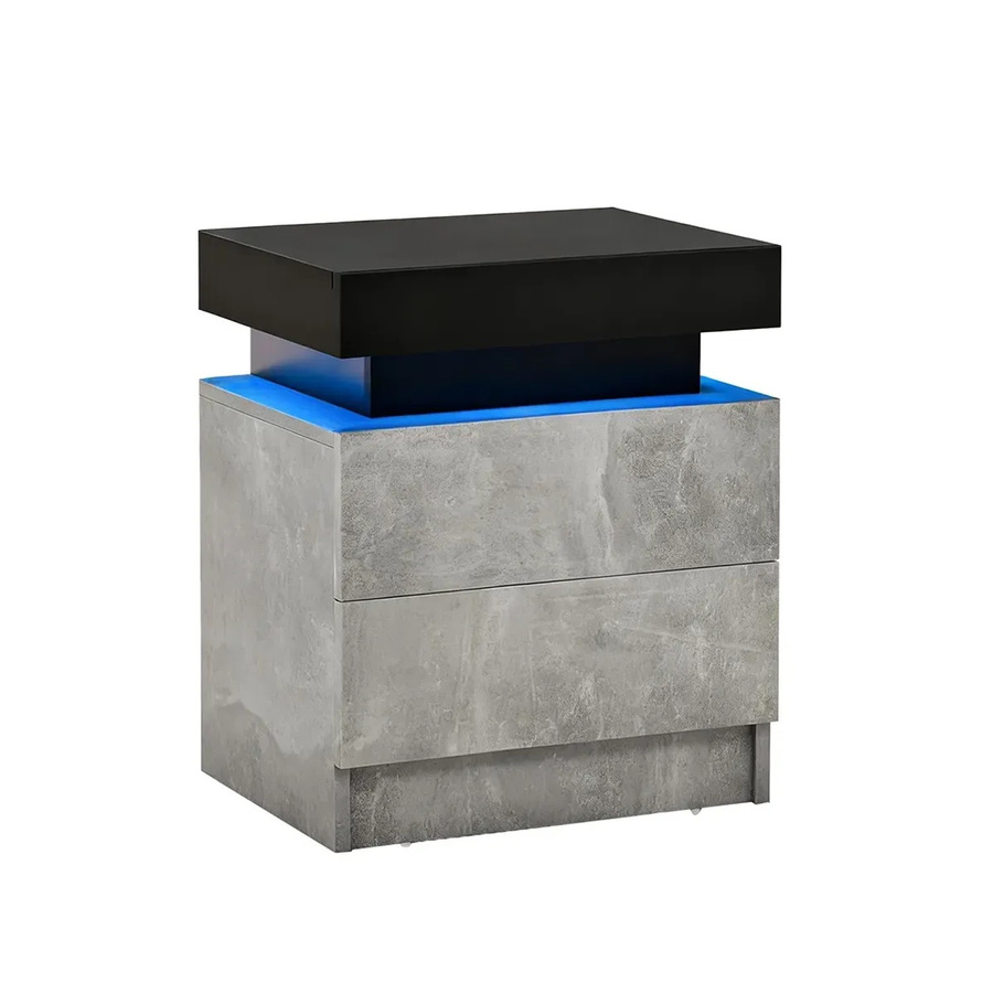 Costway Nachttisch mit LED-Beleuchtung und 2 Schubladen in Grau, B/T/H: 45 x 35 x 52 cm - Bild 2