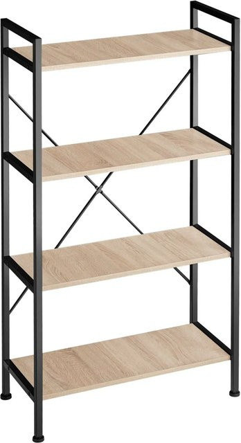 tectake Regal Leeds Industrial Style mit 4 Ebenen aus Holz und Stahl in Eiche Sonoma, B/T/H: 67,5 x 31,5 x 121,5 cm - Bild 2