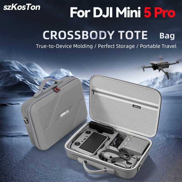 SZKOSTON Tragetasche für DJI Mini 5 Pro Drohne, harte und wasserdichte Aufbewahrungstasche in Grau - Bild 1