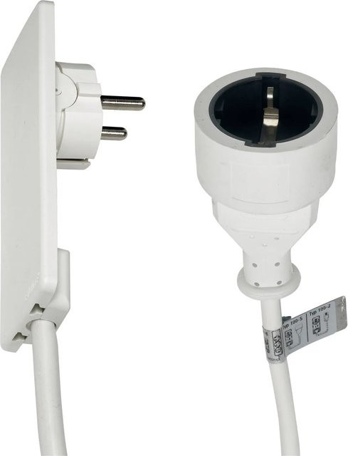 EVOline Plug Verlängerungskabel mit Flachstecker Schuko aus Kunststoff in Weiß, Länge: 1,5 m - Bild 1