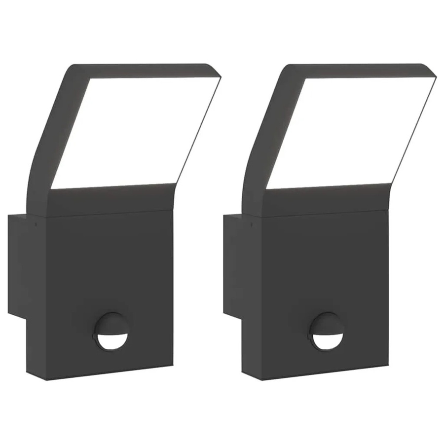 vidaXL LED-Außenwandleuchten im 2er-Set mit Bewegungssensor, Schwarz, Aludruckguss, IP54, Warmweiß - Bild 2