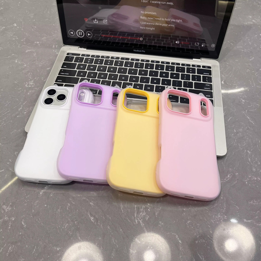 RPKKS 2-in-1 3D Handyhülle mit Katzenohren und großem Fenster für iPhone 17 16 15 14 13 12 Pro Max, Stoßfeste Matte Hülle in Candy-Farben, Multicolor/Gelb - Bild 2