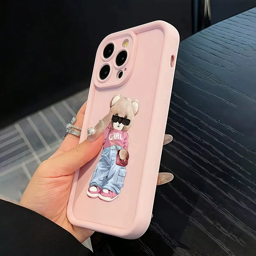 Niedrige und stilvolle iPhone Hülle mit rosa Bären-Design für verschiedene iPhone Modelle - Bild 3