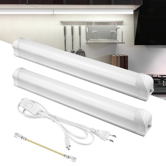 Lcamaw T8 LED Röhre Lampe mit Druckschalter und EU-Adapter, Warmweiß, 50 cm - Bild 1