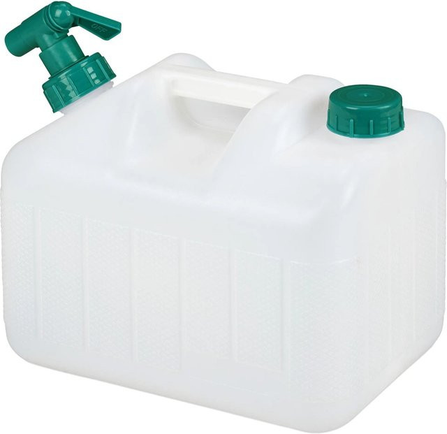 Relaxdays Wasserkanister aus Kunststoff in Weiß mit Hahn, BPA-frei - Bild 1