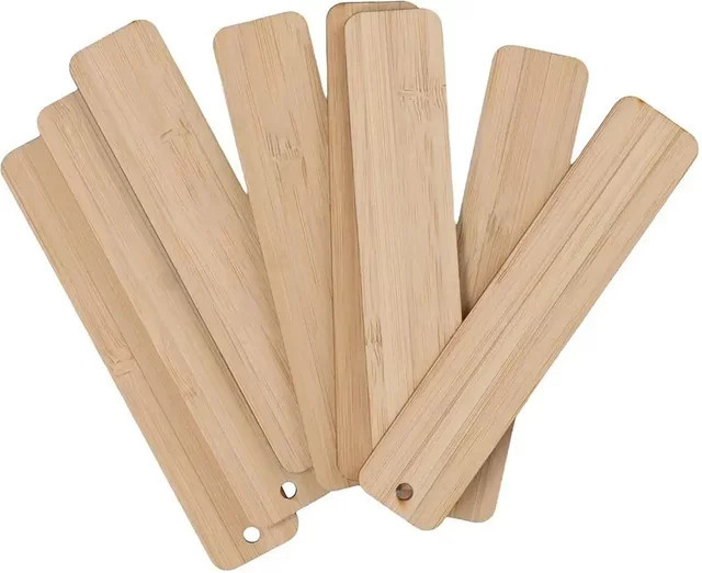 DIY Bastelset mit unfertigen Lesezeichen-Rohlingen aus Bambus in Beige - Bild 1