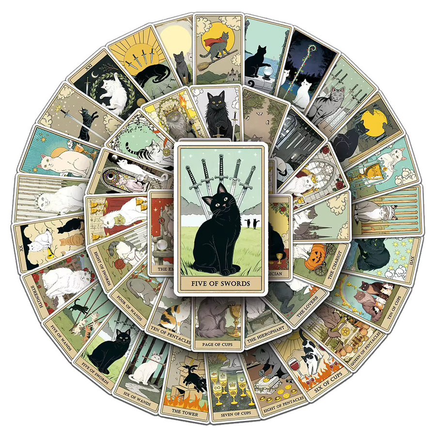 Rspctou Vintage Klassische Katzen-Tarot-Aufkleber, Sticker, 10-teiliges Set - Bild 2