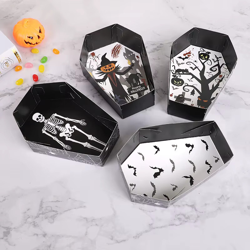 ZQNYCY Halloween Sarg Geschenkboxen aus Papier für Süßigkeiten und Snacks, Mehrfarbig, B/T/H: 16,0 x 12,0 x 11,5 cm - Bild 6