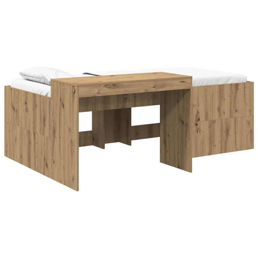 vidaXL Hochbett mit Schreibtisch für Kinder in Artisan-Eiche, B/T/H: 90 x 200 x 133,5 cm - Bild 2