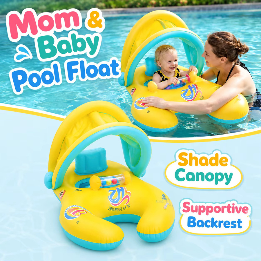 Aufblasbarer Pool-Sessel mit abnehmbarem Sonnendach in Blau - Bild 1
