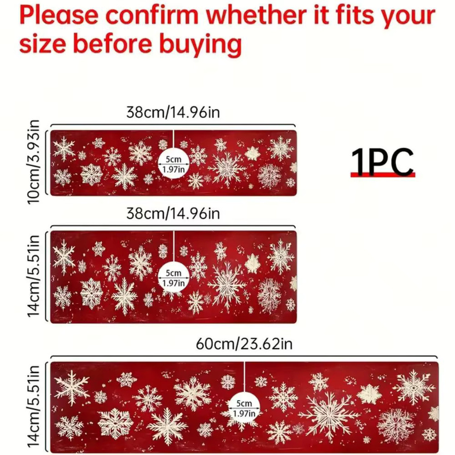 VIKAMA Weihnachts-Schneeflocken Waschbeckenmatte in Rot, wasserabsorbierende und schnell trocknende Küchenmatte zur Weihnachtsdekoration - Bild 3