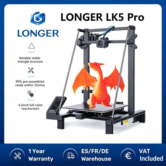 LONGER LK5-Pro FDM 3D-Drucker in Schwarz mit großer Druckgröße, B/T/H: 300 x 300 x 400 mm, TMC2208 Ultra-Leiser Treiber und 180mm/s Hochgeschwindigkeitsdruck - Bild 1