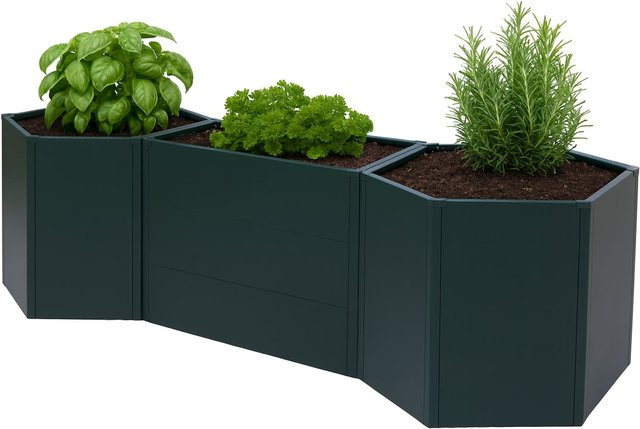 3er-Set MCW Hochbeet P64 aus Stahl in Grün, H x B x T: 88 x 77 x 286 cm - Bild 1