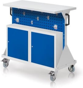 Kappes RasterMobil Gr. 2 Rollbarer Rollwagen mit 4 Lochplatten und Ausstattung 2, Farben: Grau/Blau, Höhe: 93 cm - Bild 1