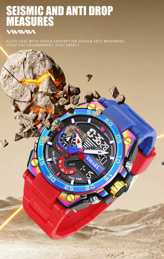 SMAEL Digitaluhr, Herren, Schwarz, Kunststoff, Silikon, 5 ATM - Bild 4