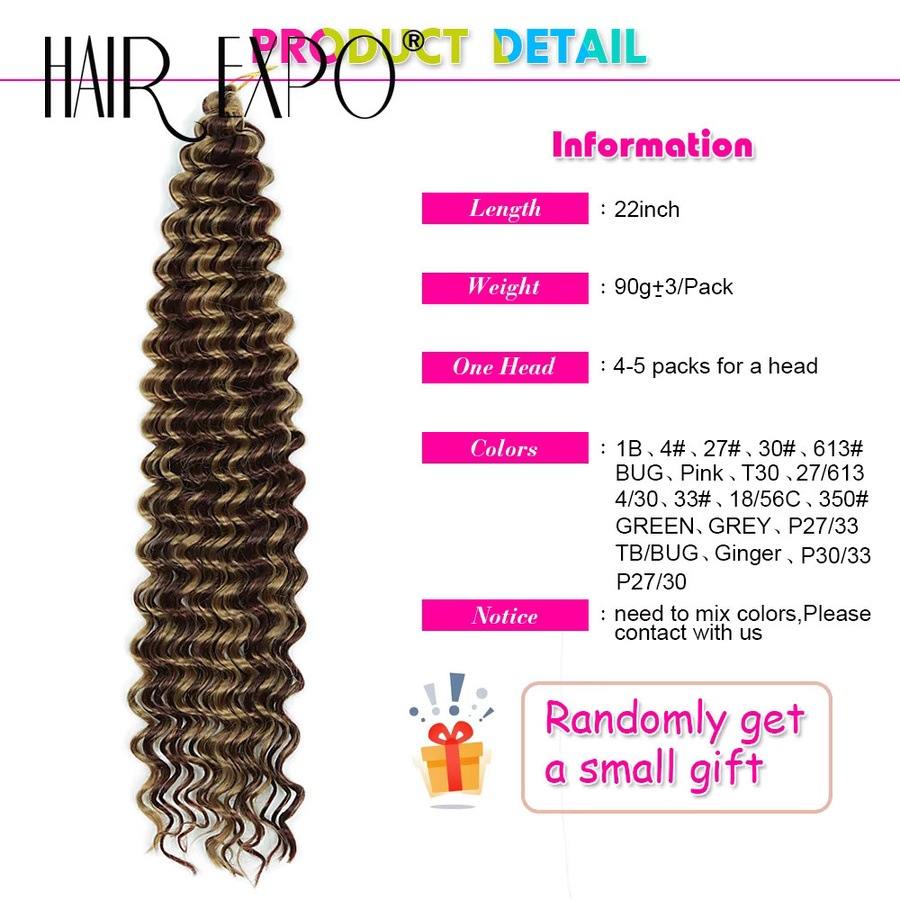 Hair Expo City Deep Wave Twist Crochet Hair, synthetisch, Ombre, Damen - Bild 4