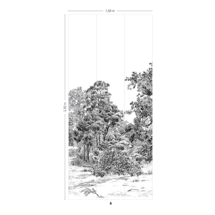 Isidore Leroy Mural Domaniale Wandtattoo Panel B in Grau und Weiß im Vintage-Stil - Bild 1