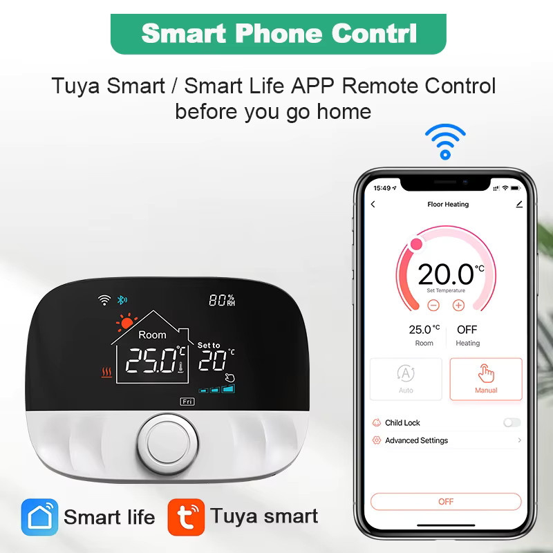 Tuya Smart Wifi Thermostat für Gasheizungen mit App-Steuerung und Alexa Google Home Integration, Weiß - Bild 3