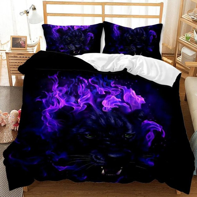 Black Panther Bettwäsche Set für Kinder mit Safari Gepard Motiv in Blau und Multicolour, Material Polyester, B/H: 240 x 210 cm - Bild 1